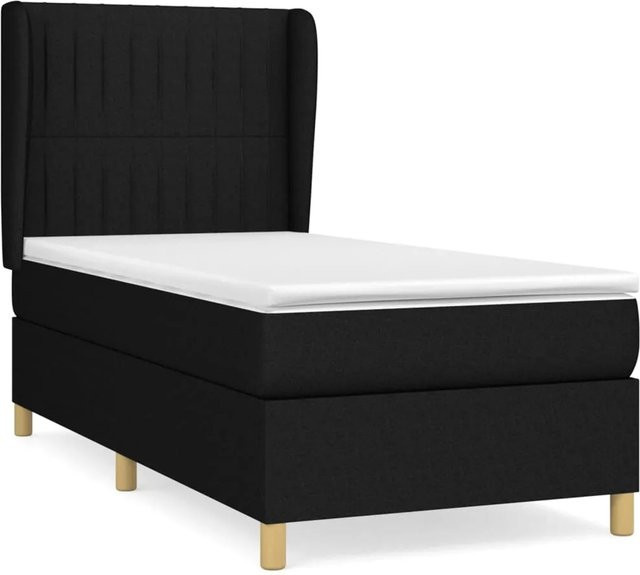 vidaXL Boxspringbett Hybrid mit Matratze und Taschenfederkern, Schwarz, B/T/H: 80 x 200 x 128 cm - Bild 1