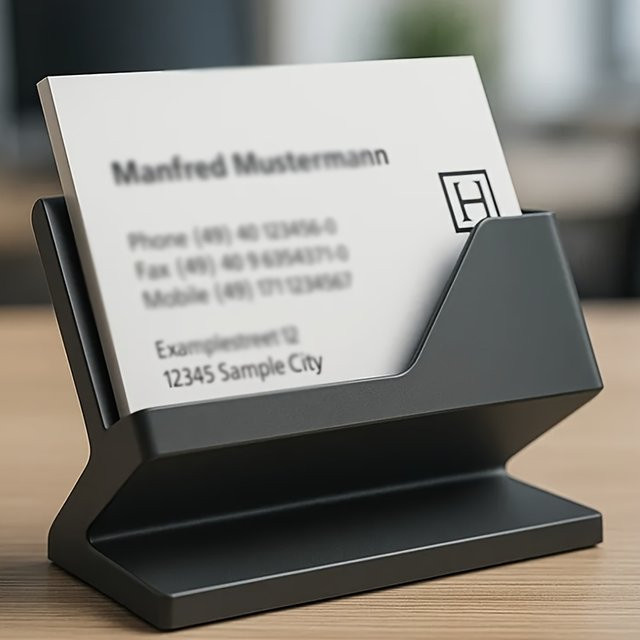 Minimalistischer Visitenkartenhalter aus Kunststoff in Schwarz als Schreibtisch-Organizer zur Aufbewahrung und Präsentation deiner Karten - Bild 1