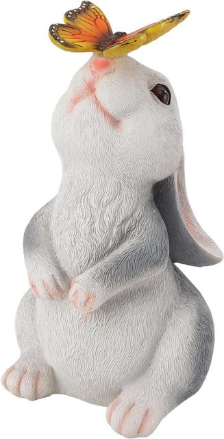 CosyHome Solar Gartenfigur Hase mit Schmetterling in Weiß mit warmem und farbwechselndem Licht - Bild 1