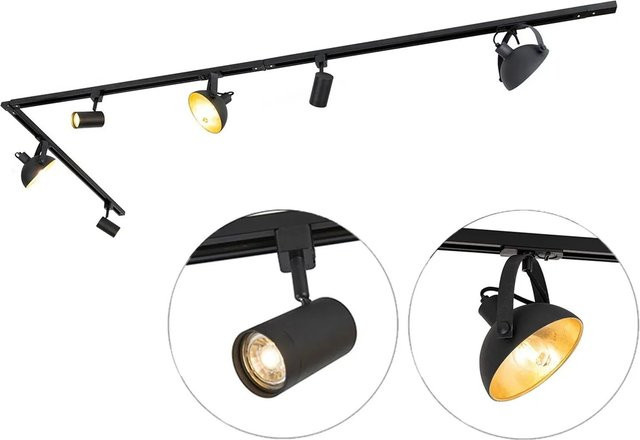 QAZQA Magnax Jeana 1-Phasen Schienensystem mit 6 dimmbaren LED-Strahlern in Schwarz, verstellbar und warmweiß - Bild 1