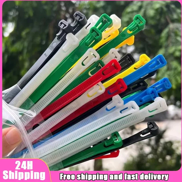 100 wiederverwendbare Nylon-Kabelbinder in Weiß und gemischten Farben, abnehmbar und recycelbar - Bild 1