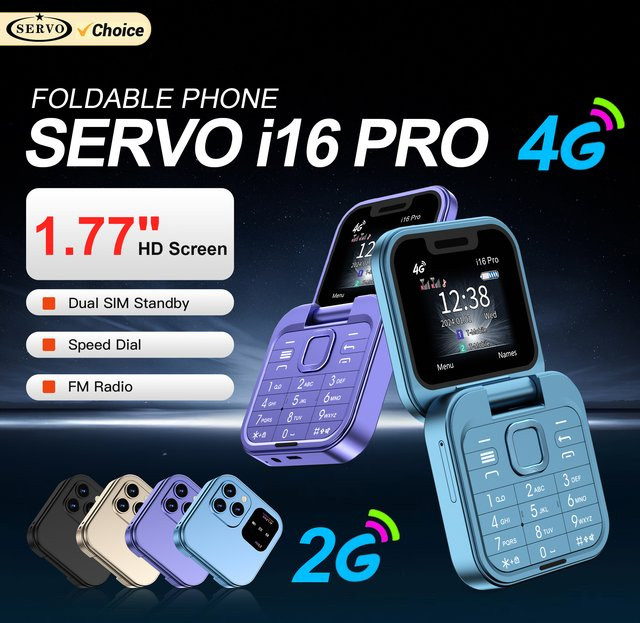 SERVO i16 PRO Mini Klapphandy mit 4G LTE, Dual-SIM und FM-Radio in Purple - Bild 1