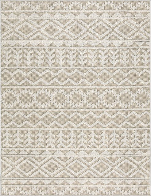 Teppich Munico in Creme/Beige mit Hoch-Tief-Effekt und Fransen im Boho-Chic, B: 240 cm, T: 340 cm - Bild 1