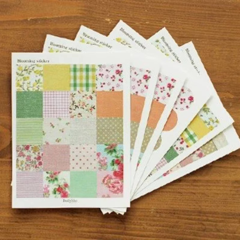 Set mit 6 bunten Blumen-Stoffaufklebern für dein Tagebuch, Scrapbook und deine Schreibwaren - Bild 2