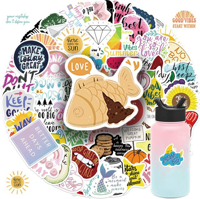 60 Stück inspirierende Zitat-Aufkleber in Multicolour für Vision Board Journaling und Erwachsene - Bild 1