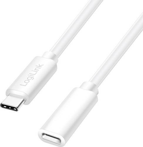LogiLink USB-C Datenkabel USB 2.0 mit USB-C Stecker und USB-C Buchse, 3,00 m, Weiß, CU0222 - Bild 1