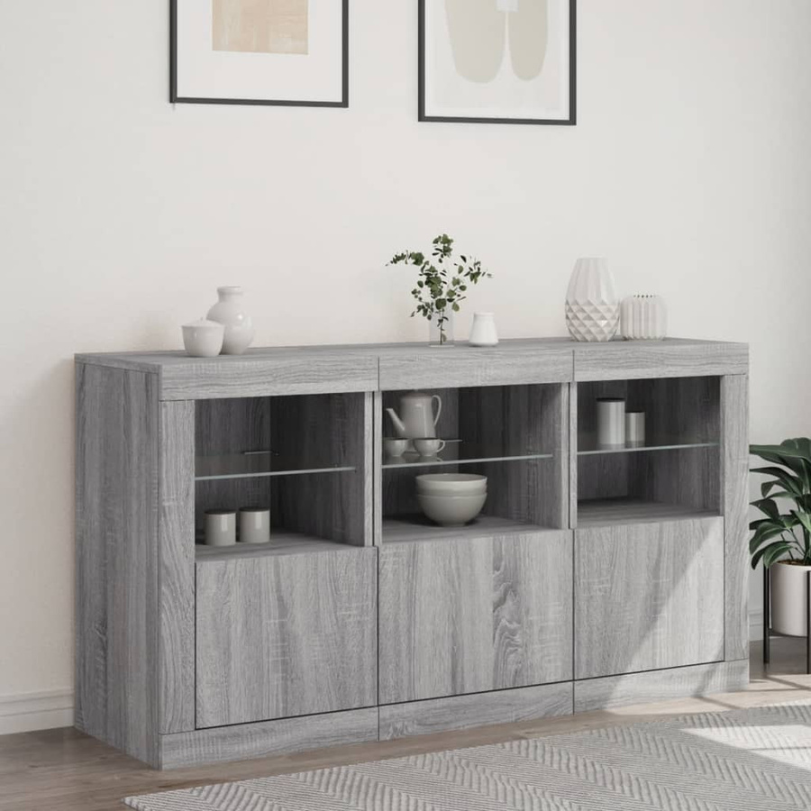 Vidaxl Schrank mit LED-Beleuchtung in Sonoma Eiche Grau, B/T/H: 123 x 37 x 67 cm - Bild 2
