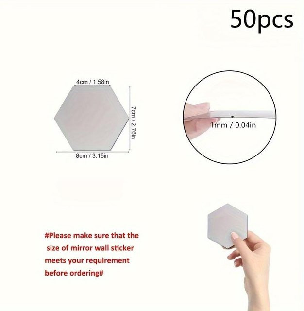 50 Stück 3D Acrylspiegel Wanddekoration von SZ-Damai in Weiß mit sechseckigem geometrischem Muster und modernem Design - Bild 1