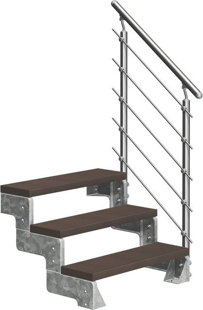 Dolle Außentreppe Gardentop 3 TRIMAX mit Geländer, Dunkelbraun, Breite: 100 cm - Bild 1