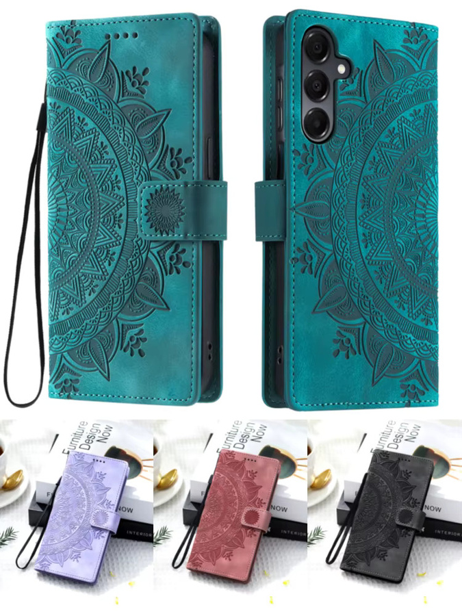 Geprägte Totem Leder-Handyhülle als Brieftaschen-Kartenhülle für Samsung Galaxy (Farbe: Grau) - Bild 6