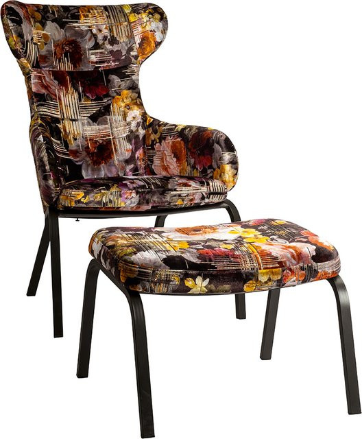 Stern Set Stan Aluminium in Schwarz Matt mit Bezug im Dessin Flower aus Polyester und Viskose - Bild 1