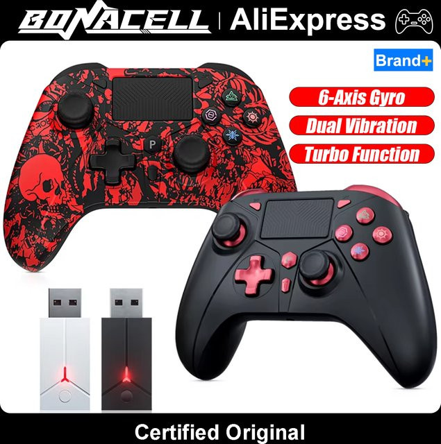 Bonacell Kabelloser Gamepad Controller für PS5 und PC mit Hall-Effekt, 6-Achsen-Gyroskop und Doppel-Vibration - Bild 1