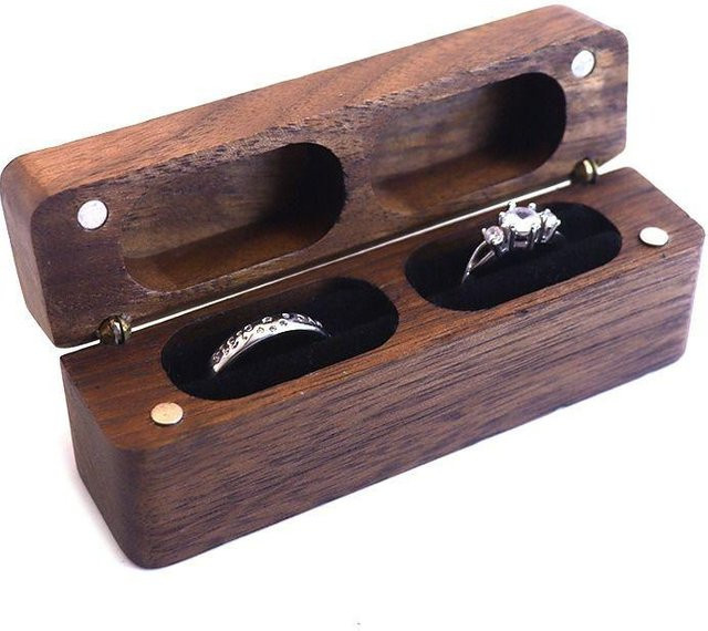 Leqingshi Hochzeitsring-Etui Nussbaumholz, schwarz, Unisex - Bild 1
