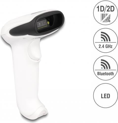 Delock 2D und 1D Barcode-Scanner mit Bluetooth und USB in Weiß (90587) - Bild 1