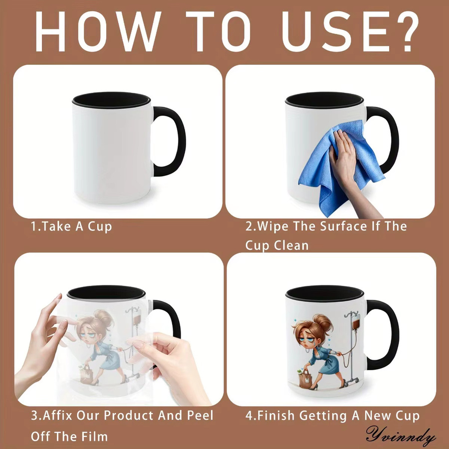 Coffee Mom DIY Aufkleber Set für Glasbehälter, 12 Stück UV DTF selbstklebende Transferpapier zum Dekorieren von Tassen und Flaschen, Multicolour - Bild 3
