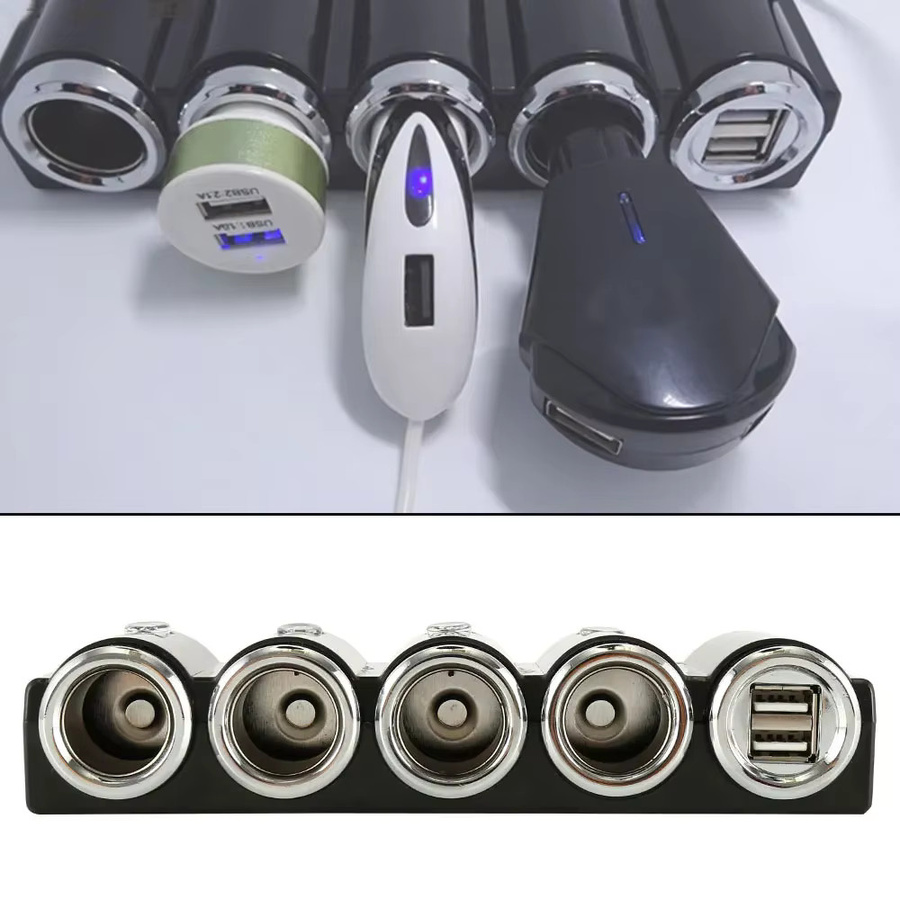 Everso Universal Auto Ladegerät 12V 24V mit 4-Wege Zigarettenanzünder-Splitter und Dual USB Anschluss in Schwarz - Bild 5