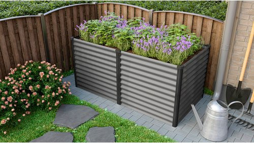 VITAVIA Hochbeet Meta 858 aus Zincalume in Granit/Schwarz, B/H/T: 96,0 x 85,8 x 187,7 cm - Bild 4