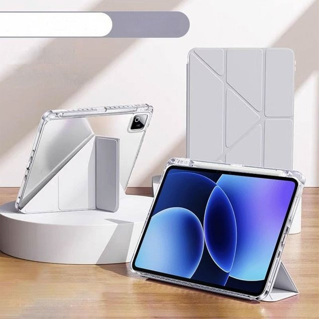 Xiaomi Schutzhülle mit Klappständer und magnetischem Leder-Cover für Xiaomi Pad 7/7Pro und Xiaomi Pad 8/Mipad 8 Pro 11,2 Zoll mit Stifthalterung in Blau und Transparent - Bild 1