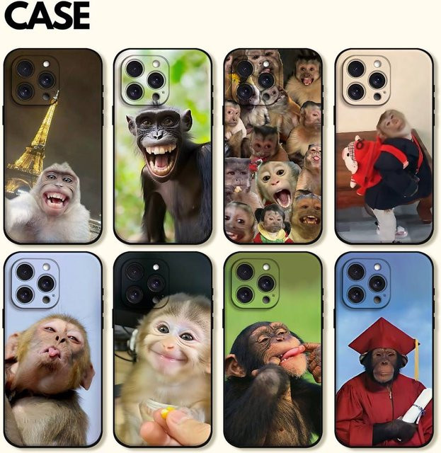 Lustige Affen-Handyhülle für Apple iPhone 11 bis 17 Pro Max Plus, weiche TPU-Hülle, multicolour - Bild 1