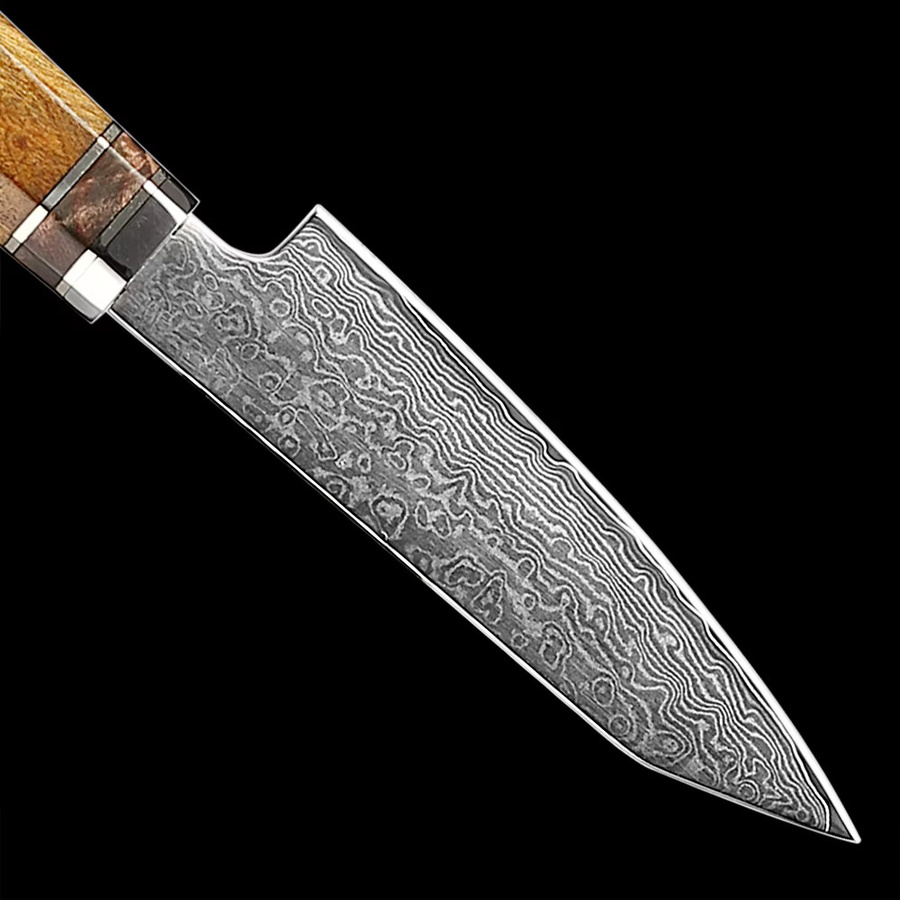 Xituo Japanisches Schälmesser aus Damaststahl in Multicolour mit Holzgriff, Länge: 8,9 cm - Bild 5