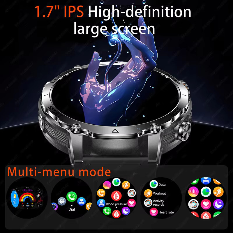 paazomu Smartwatch, Schwarz, Silikon, Herren, IPX8 Wasserdicht - Bild 2