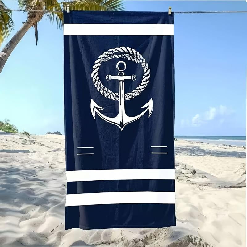 Strandtuch von JMG Household Supplies mit Anker- und Seil-Design, blau, schnelltrocknend und saugfähig, Breite: 100 cm, Tiefe: 50 cm - Bild 4