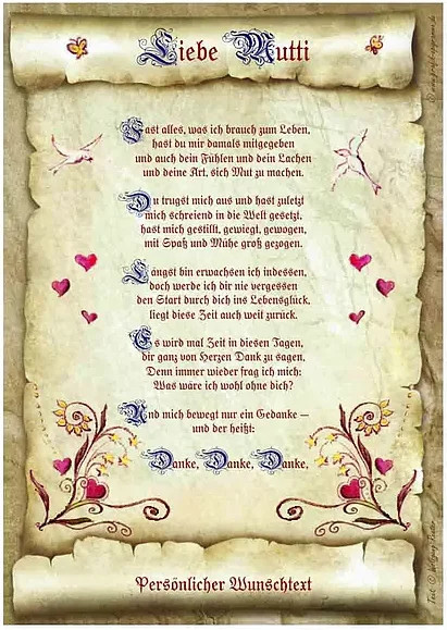 Personalisierte Urkunde für die Mutter mit floralem Design und Wunschtext von Tantum Graphic in Mehrfarbig - Bild 1