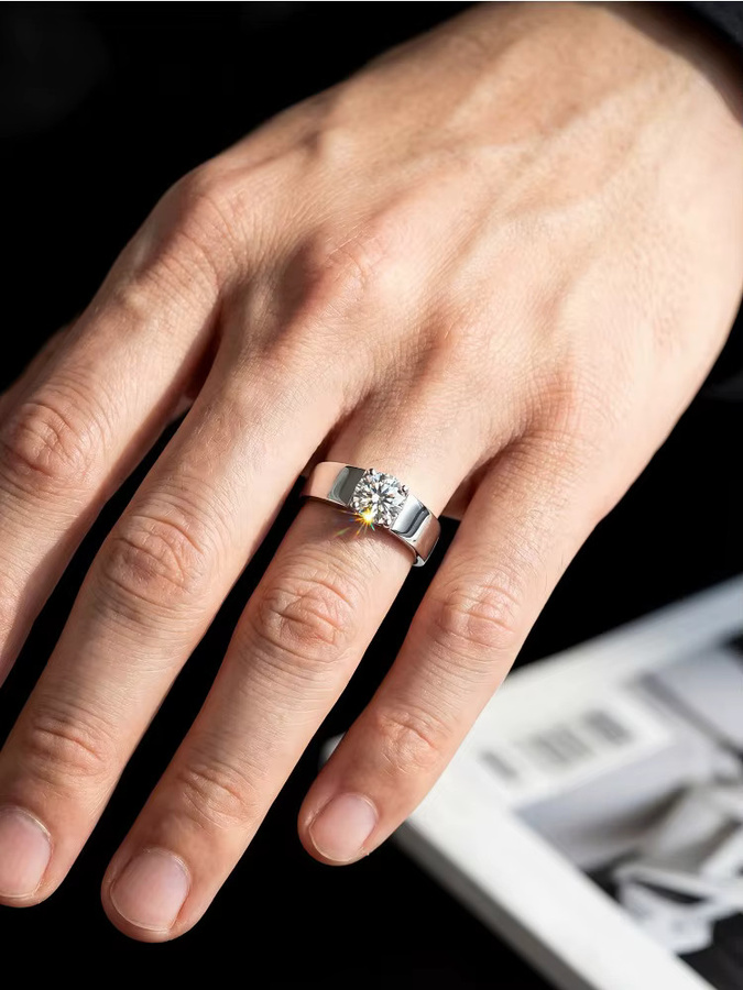 Stylever Eheringe, 925 Silber, Diamant, Herren - Bild 3