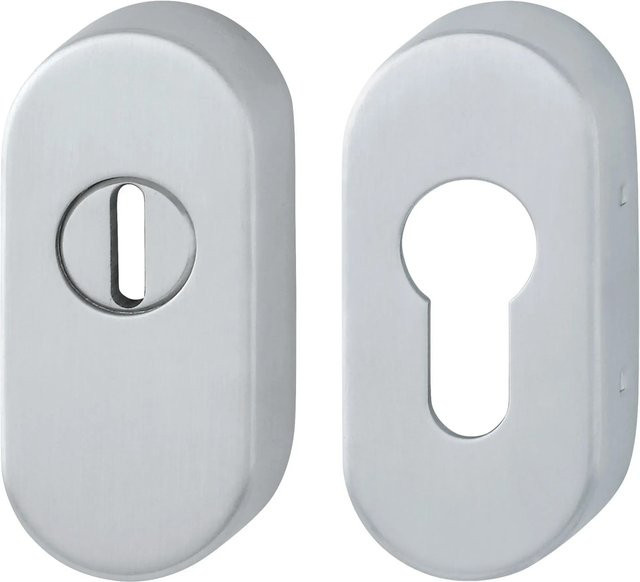 AnsaPro Schutz-Rosettenpaar mit Zylinderabdeckung und PZ-Lochung aus Edelstahl in Silber Matt - Bild 1