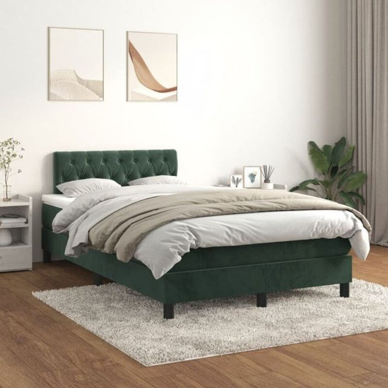 Vidaxl Boxspringbett mit Matratze aus Samt in Grün, B/T/H: 200 x 120 x 88 cm - Bild 1