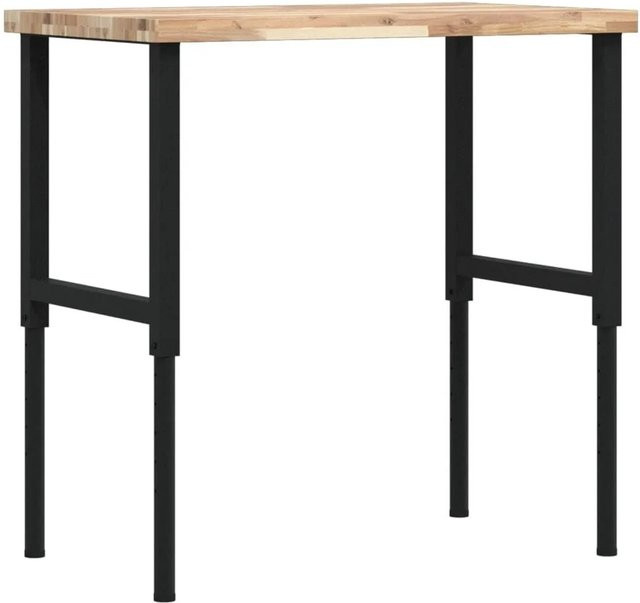 vidaXL Werkbank aus Akazienholz und pulverbeschichtetem Metall, Schwarz-braun, B/T/H: 100 x 60 x 73-99,5 cm - Bild 1