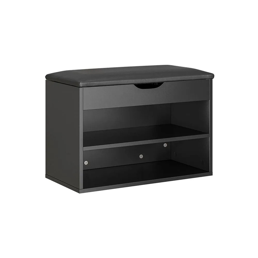 SoBuy Schuhbank FSR25-SCH mit Schuhregal und Sitzfläche in Schwarz, B/T/H: 60 x 43 x 30 cm - Bild 2
