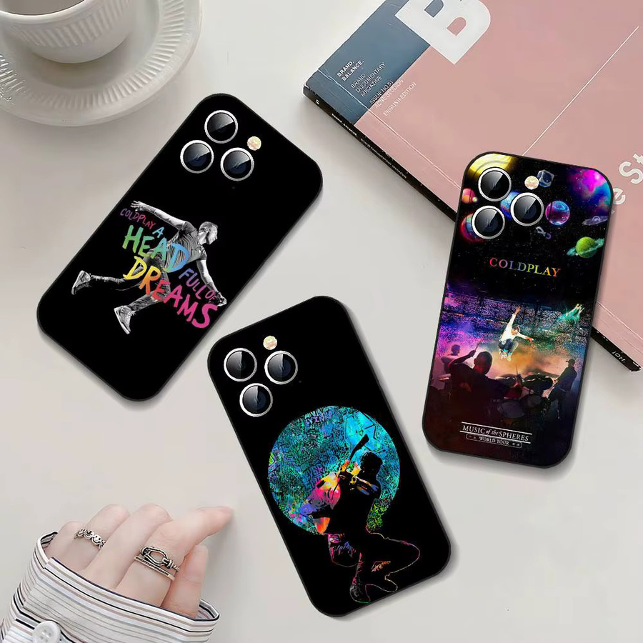 C-Coldplay Band Silikon Handyhülle für iPhone 11 bis 17 Pro Max in Schwarz Matt - Bild 4