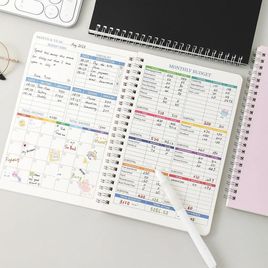 Undatiertes Budget Planer Notebook mit 50 Blättern aus PVC Hardcover und Ausgaben Tracker - Bild 4