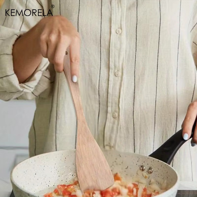KEMORELA Holzspatel aus Holz in Braun, hitzebeständig und antihaftbeschichtet für Kochen, Grillen und Backen - Bild 4