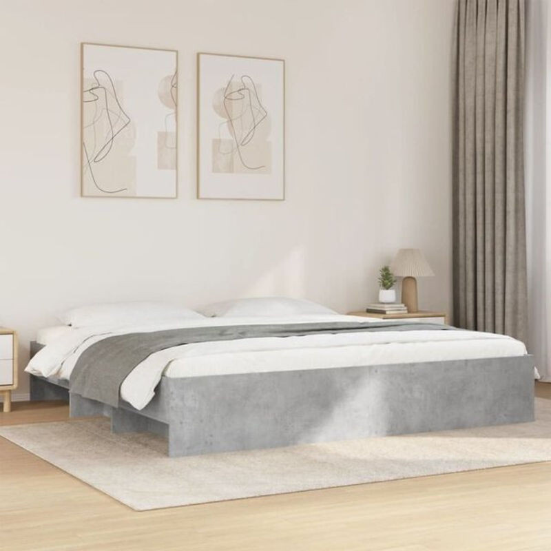 Vidaxl Funktionsbett aus Holzwerkstoff in Grau, Modernes Bettgestell B: 200 cm, T: 200 cm, H: 35 cm - Bild 1