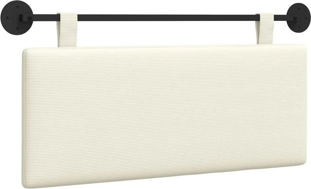 vidaXL Hängendes Kopfteil aus Cordstoff in Beige, Modernes Polsterteil für Schlafzimmer mit Maßen B: 110 cm, H: 55 cm, T: 5 cm - Bild 1