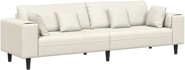 vidaXL Sofa aus Samt mit Kissen in Creme, B/T/H: 250 x 77 x 76 cm - Bild 1