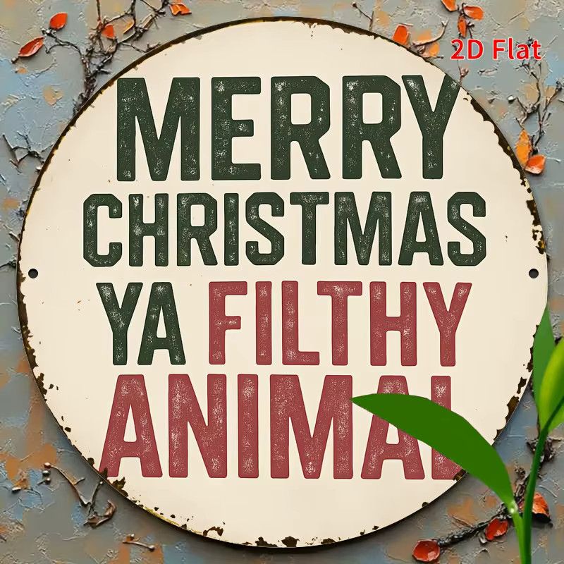 Potdemiel Weihnachtsschild Merry Christmas You Filthy Animal in kräftigem Rot für deine rustikale Bauernhausdekoration - Bild 4