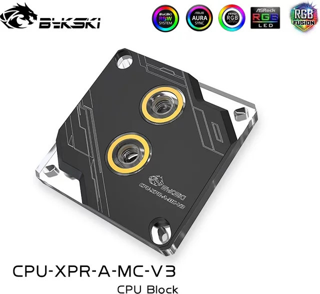 Bykski CPU-Wasserblock Tech. Style CPU-Kühler für Intel LGA 1700 1200 1150 1151 1155 2011 2066, Schwarz, CPU-XPR-A-MC-V3 - Bild 1