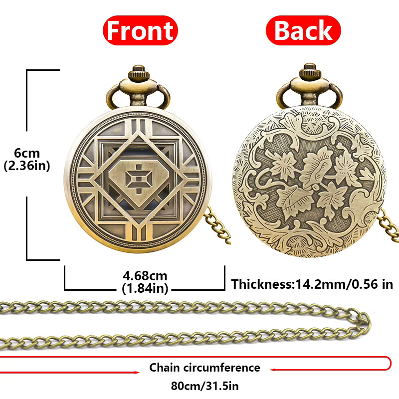 Wecin Gedenktaschenuhr, Quarz, Bronze, Messing, Unisex - Bild 4