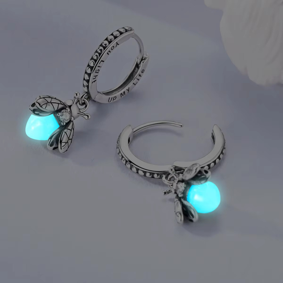 Ohrringe 925 Silber, Glühwürmchen-Anhänger, Kristall, Damen - Bild 1