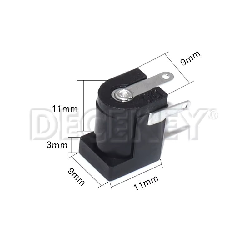 DECEKEY 10 Stück DC-005 DC-Stromanschlüsse, zylindrisch, rechtwinklig, PCB-Montage, Schwarz, 5,5 x 2,1 mm - Bild 2