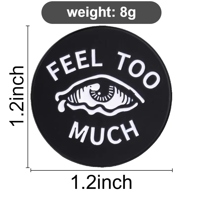 Miss Zoe Emaille-Pins, Broschen mit weinenden Augen, schwarz-weiß, Unisex - Bild 2