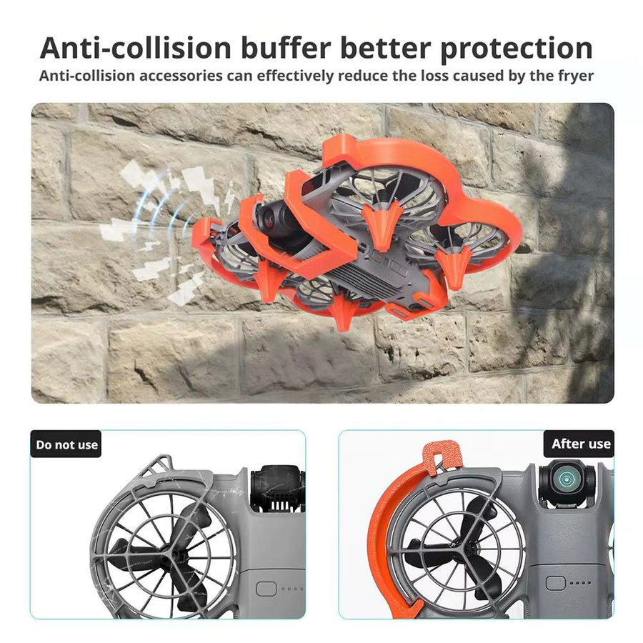 DJI NEO2 Propeller-Schutzring mit Klingenabdeckung und Kollisionsschutz in Grau und Orange - Bild 2