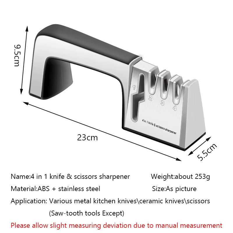 JYi 4-in-1 Messerschärfer in Silber für professionelle Edelstahlklingen - Bild 2
