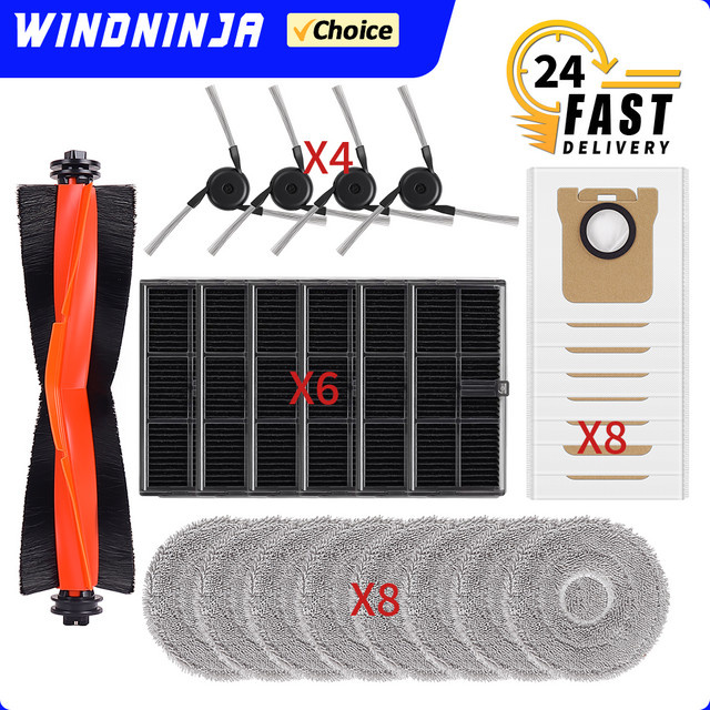 Xiaomi Mijia M40 D110CN Ersatzkit mit Hauptbürste, Seitenbürste, Haarbürste, HEPA-Filter, Wischtuch und Staubbeutel - Bild 1