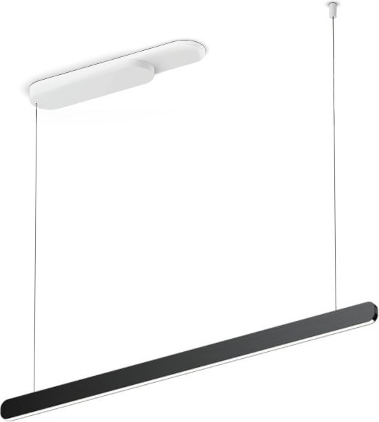 Occhio Mito linear volo 100 up LED-Pendelleuchte in Weiß matt mit Black Phantom Kopf, dimmbar mit Occhio air Modul und x-tra warm LED (2200K - 3500K) - Bild 1