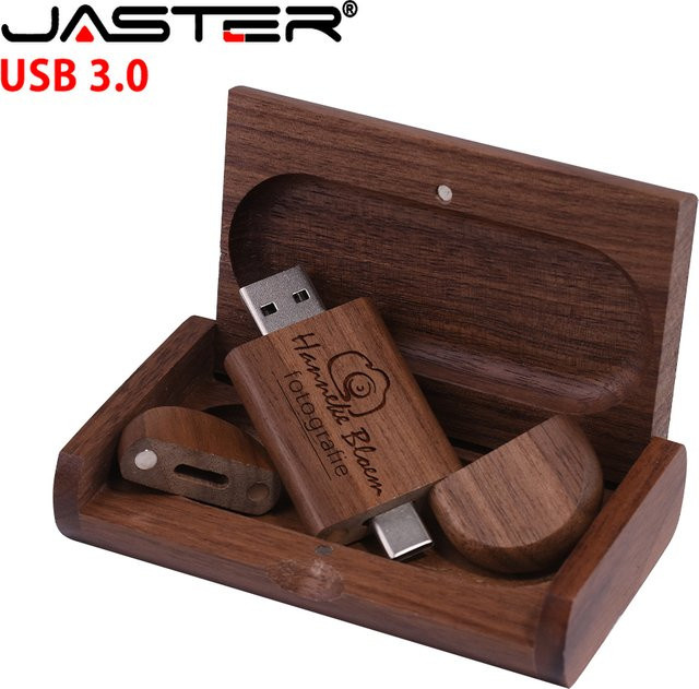 JASTER USB-C USB 3.0 Flash-Laufwerk aus Bambus Holz in Braun - Bild 1