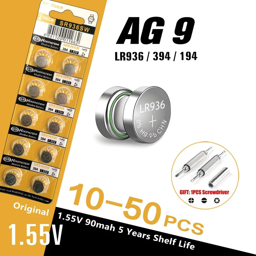 Yuform Knopfzelle AG9 1,55 V 90 mAh Silber LR936 SR936SW CX194 394 - Bild 2